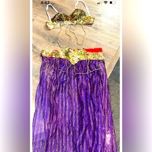 Belly Dancer PURPLE Gold Sequin GYPSY FORTUNE TELLER Costume GIRLS Halloween LG